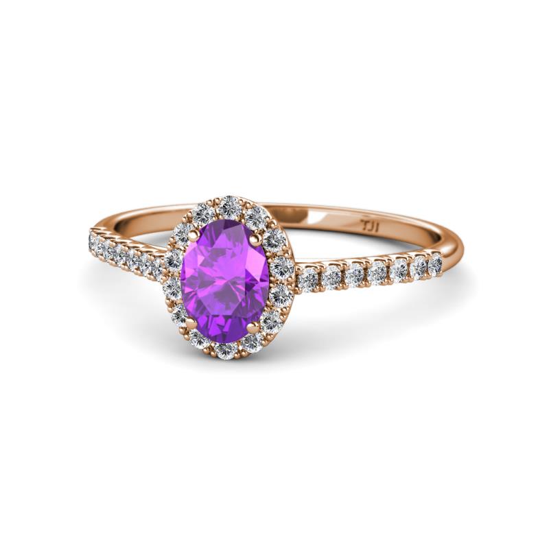 Marnie Desire Amethyst and Lab Grown Diamond Halo Engagement Ring 