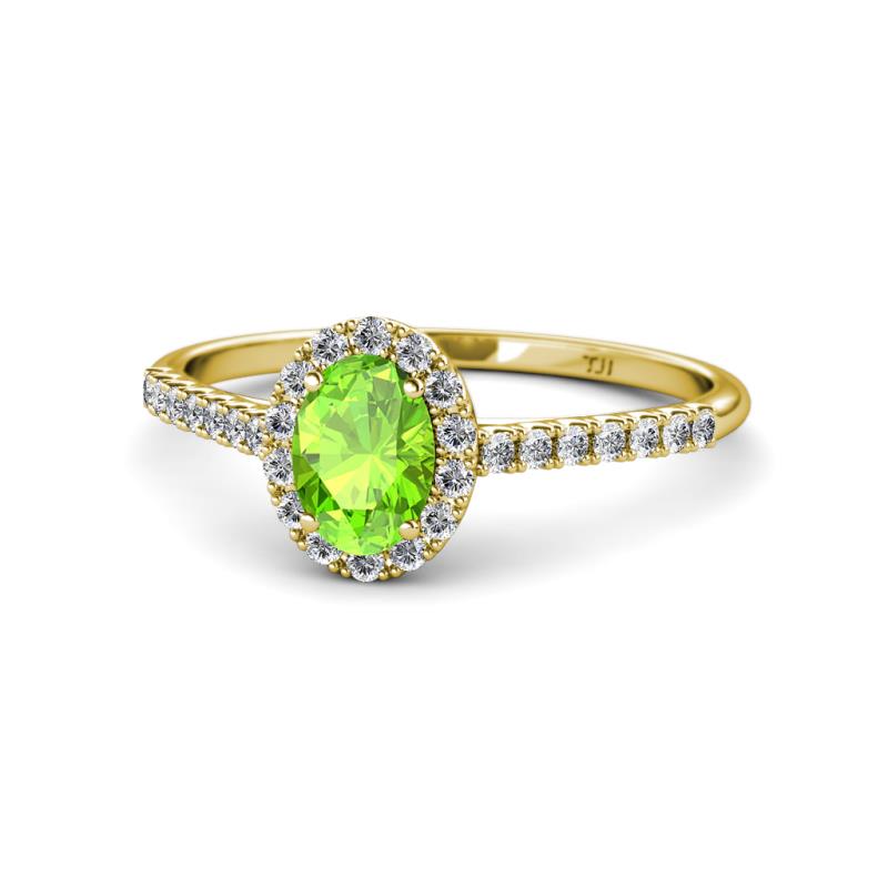 Marnie Desire Peridot and Lab Grown Diamond Halo Engagement Ring 