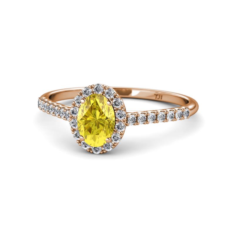 Marnie Desire Yellow Sapphire and Lab Grown Diamond Halo Engagement Ring 