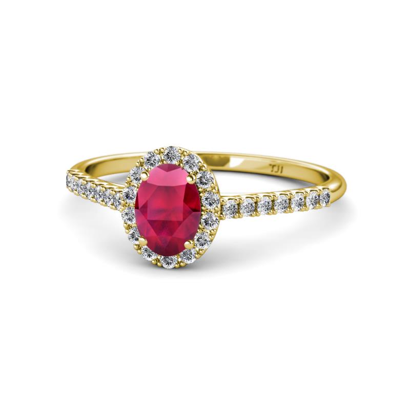 Marnie Desire Ruby and Lab Grown Diamond Halo Engagement Ring 