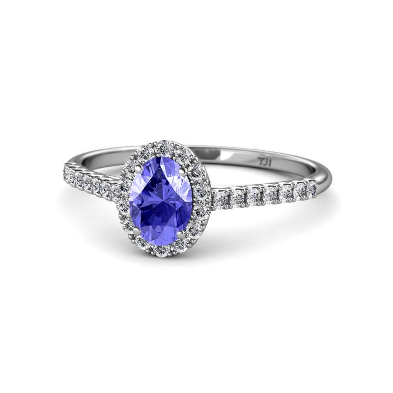Marnie Desire Tanzanite and Lab Grown Diamond Halo Engagement Ring 