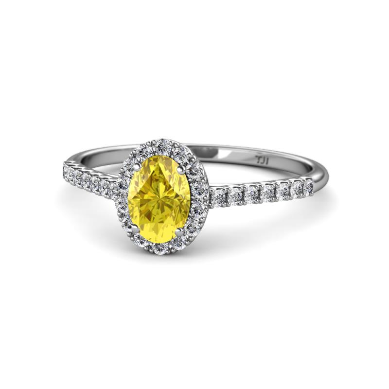 Marnie Desire Yellow Sapphire and Lab Grown Diamond Halo Engagement Ring 