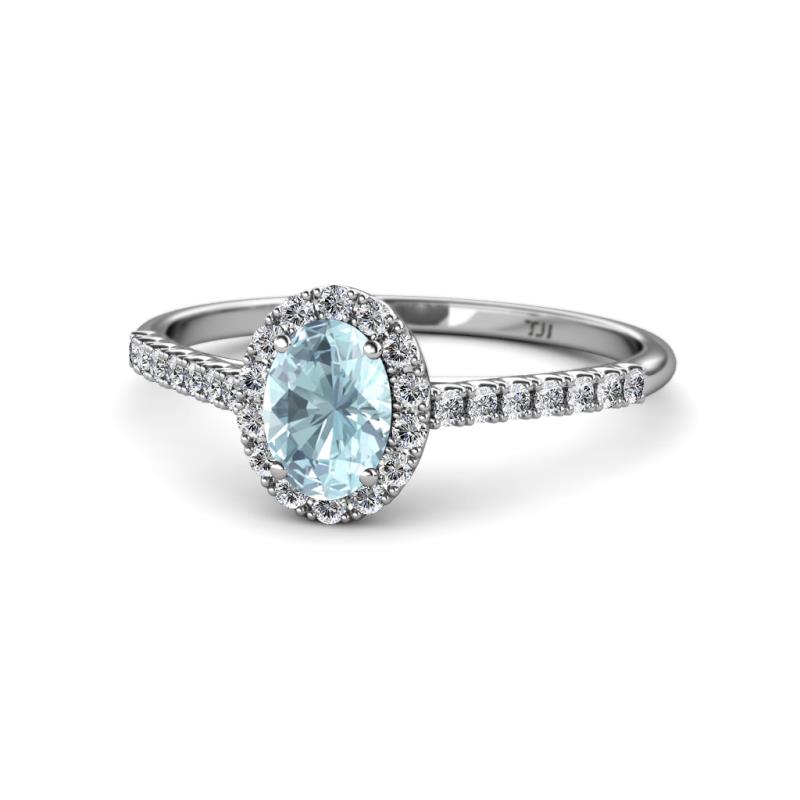 Marnie Desire Aquamarine and Lab Grown Diamond Halo Engagement Ring 