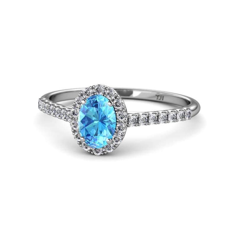 Marnie Desire Blue Topaz and Lab Grown Diamond Halo Engagement Ring 