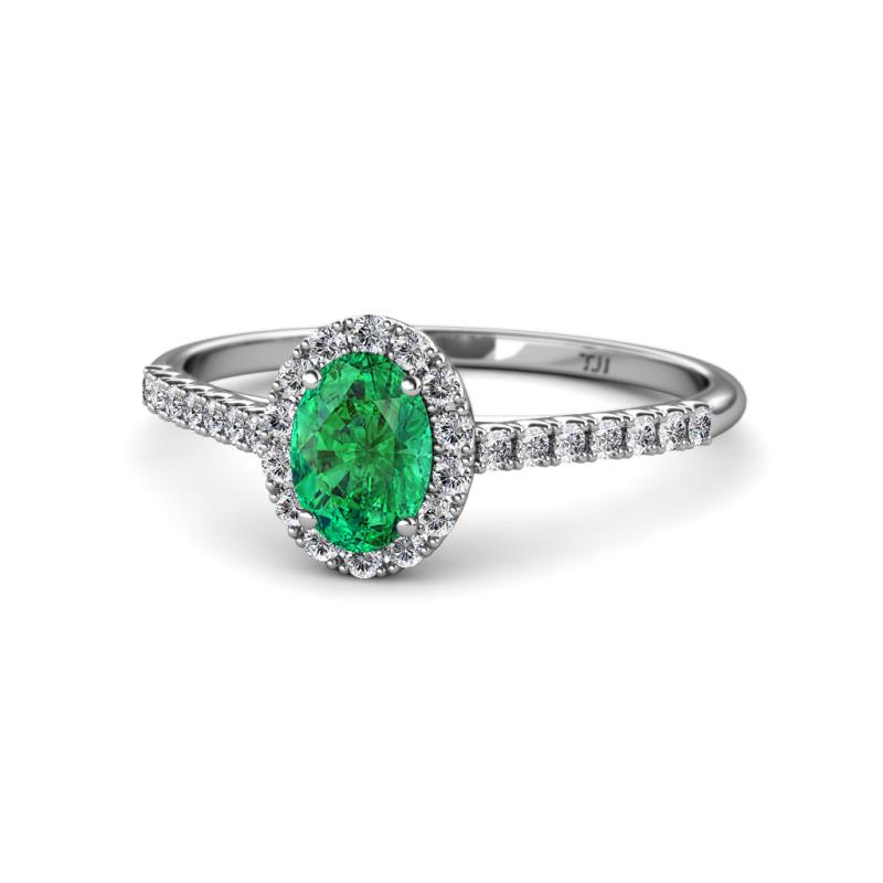 Marnie Desire Emerald and Lab Grown Diamond Halo Engagement Ring 
