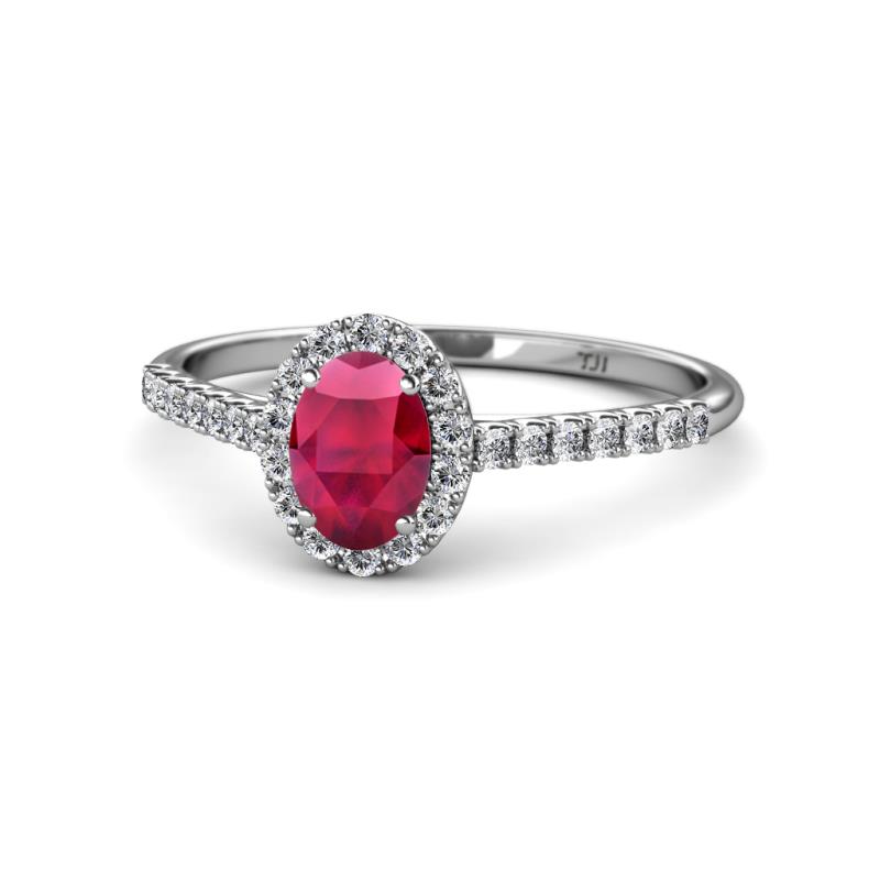 Marnie Desire Ruby and Lab Grown Diamond Halo Engagement Ring 