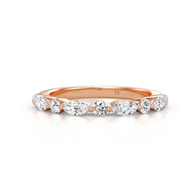 Mira 0.50 ctw Marquise and Round Natural Diamond Women Stackable Wedding Band 