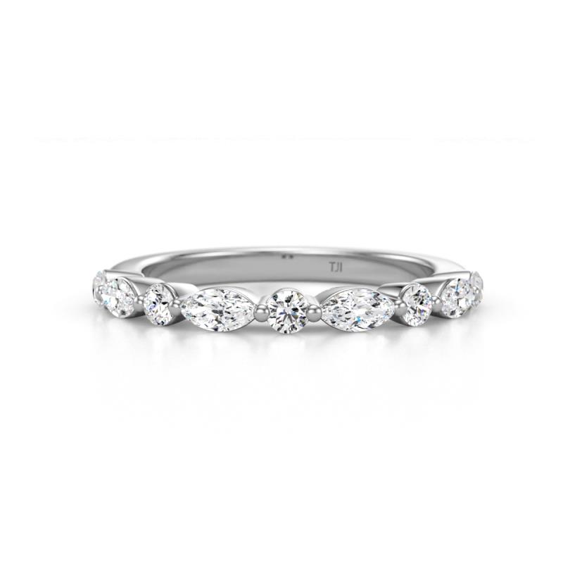 Mira 0.50 ctw Marquise and Round Natural Diamond Women Stackable Wedding Band 