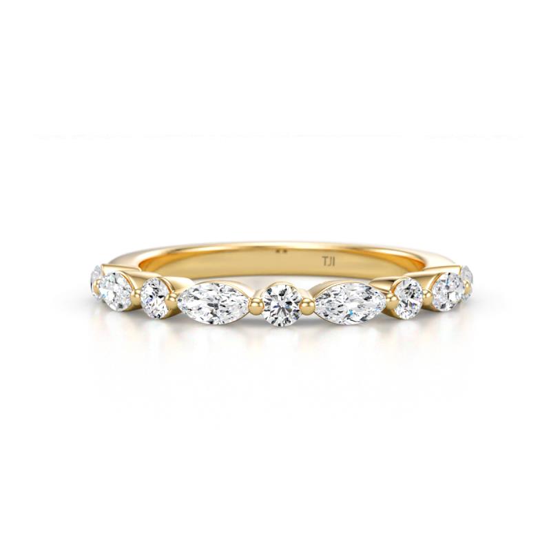 Mira 0.50 ctw Marquise and Round Natural Diamond Women Stackable Wedding Band 