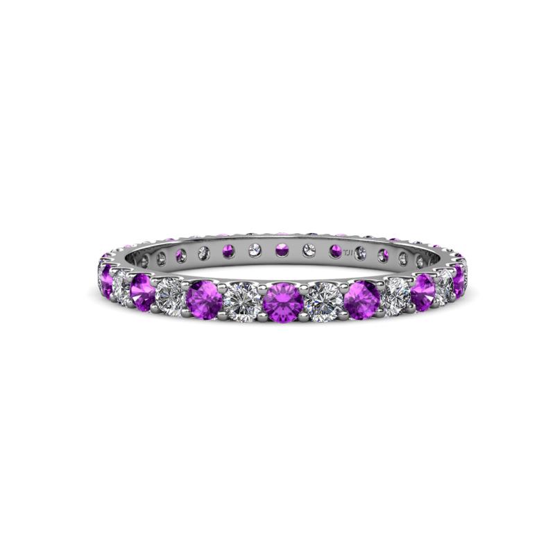 Audrey 2.70 mm Amethyst and Diamond U Prong Eternity Band 