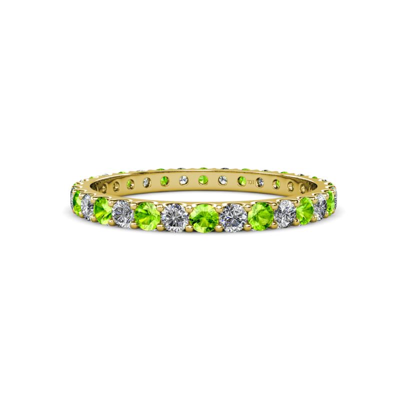 Audrey 2.70 mm Peridot and Diamond U Prong Eternity Band 