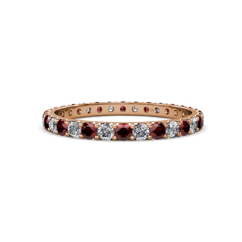 Audrey 2.70 mm Red Garnet and Diamond U Prong Eternity Band 