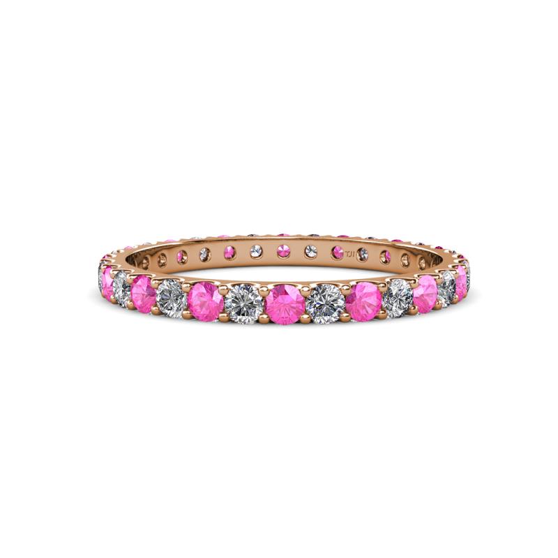 Audrey 2.70 mm Pink Sapphire and Diamond U Prong Eternity Band 