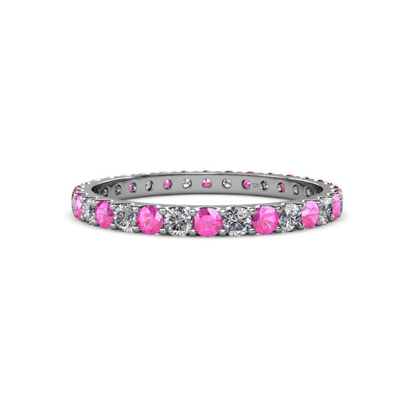Audrey 2.70 mm Pink Sapphire and Diamond U Prong Eternity Band 
