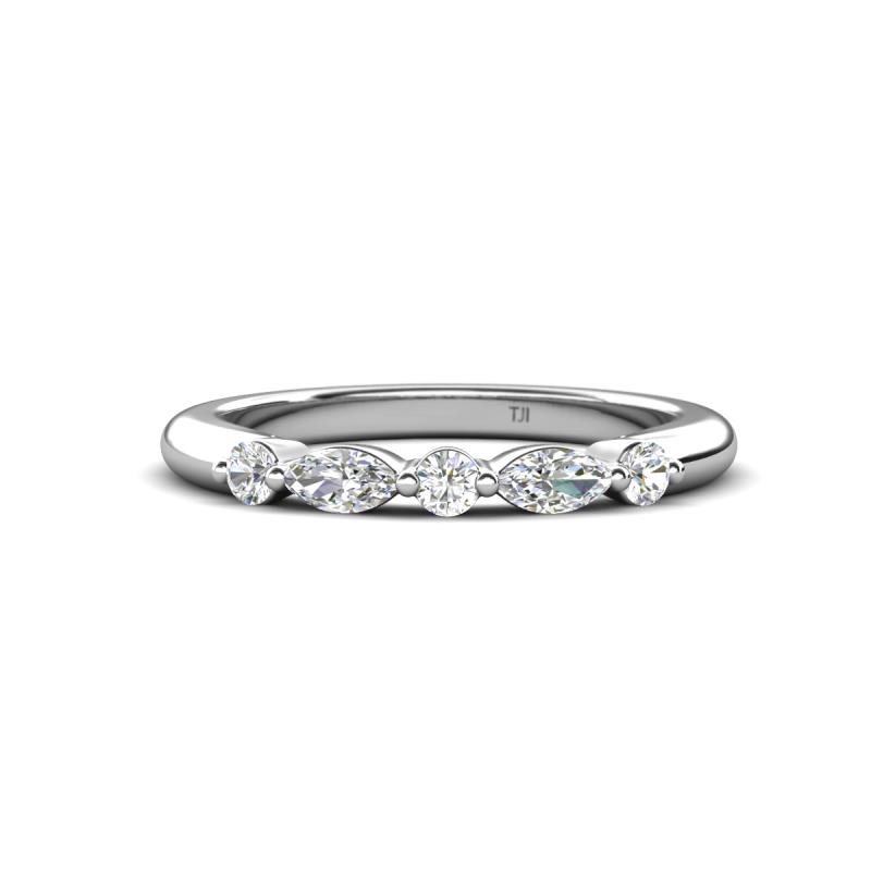 Mira 0.27 ctw Marquise and Round Lab Grown Diamond 5 Stone Women Stackable Wedding Band 