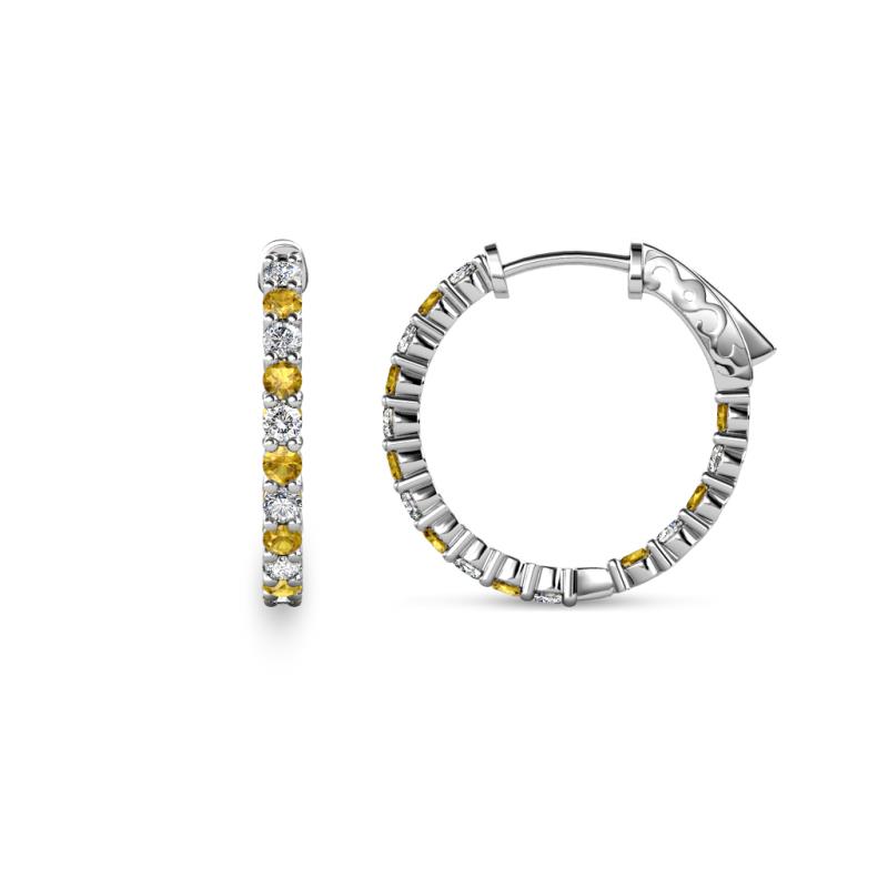 Carisa 0.58 ctw (1.70 mm) Inside Outside Round Citrine and Lab Grown Diamond Eternity Hoop Earrings 