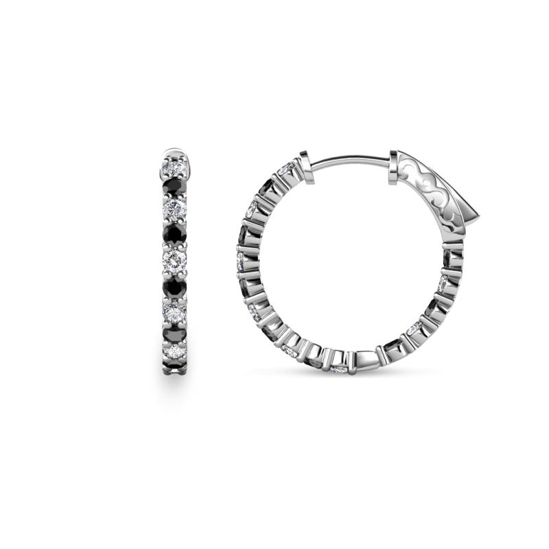 Carisa 0.66 ctw (1.70 mm) Inside Outside Round Black Diamond and Lab Grown Diamond Eternity Hoop Earrings 