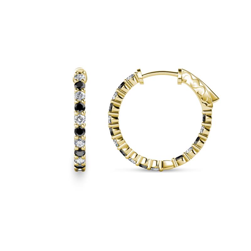 Carisa 0.66 ctw (1.70 mm) Inside Outside Round Black Diamond and Lab Grown Diamond Eternity Hoop Earrings 