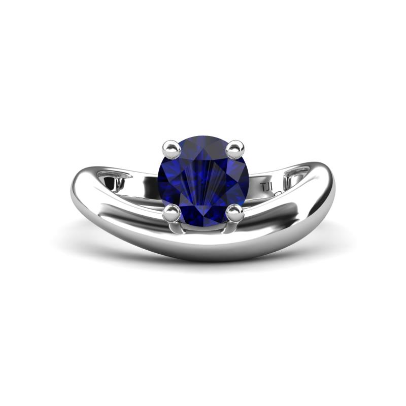 Anahi 1.15 ct Created Blue Sapphire Women Curve Solitaire Ring 