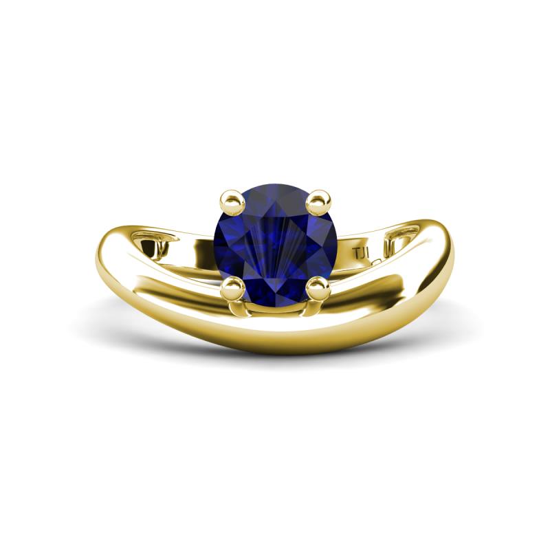 Anahi 1.15 ct Created Blue Sapphire Women Curve Solitaire Ring 