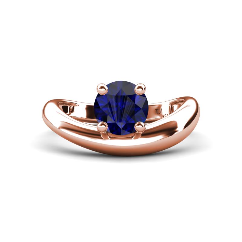 Anahi 1.15 ct Created Blue Sapphire Women Curve Solitaire Ring 