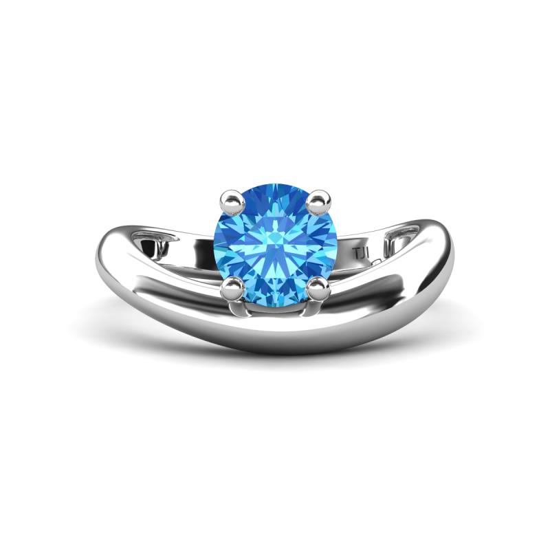 Anahi 0.95 ct Blue Topaz Women Curve Solitaire Ring 