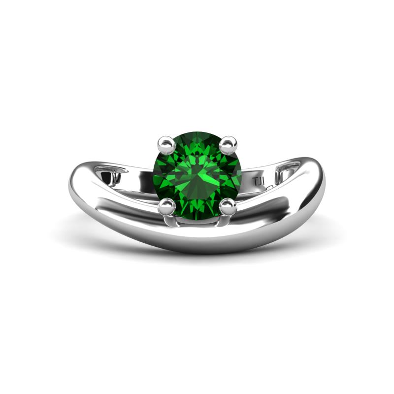 Anahi 0.85 ct Created Emerald Women Curve Solitaire Ring 