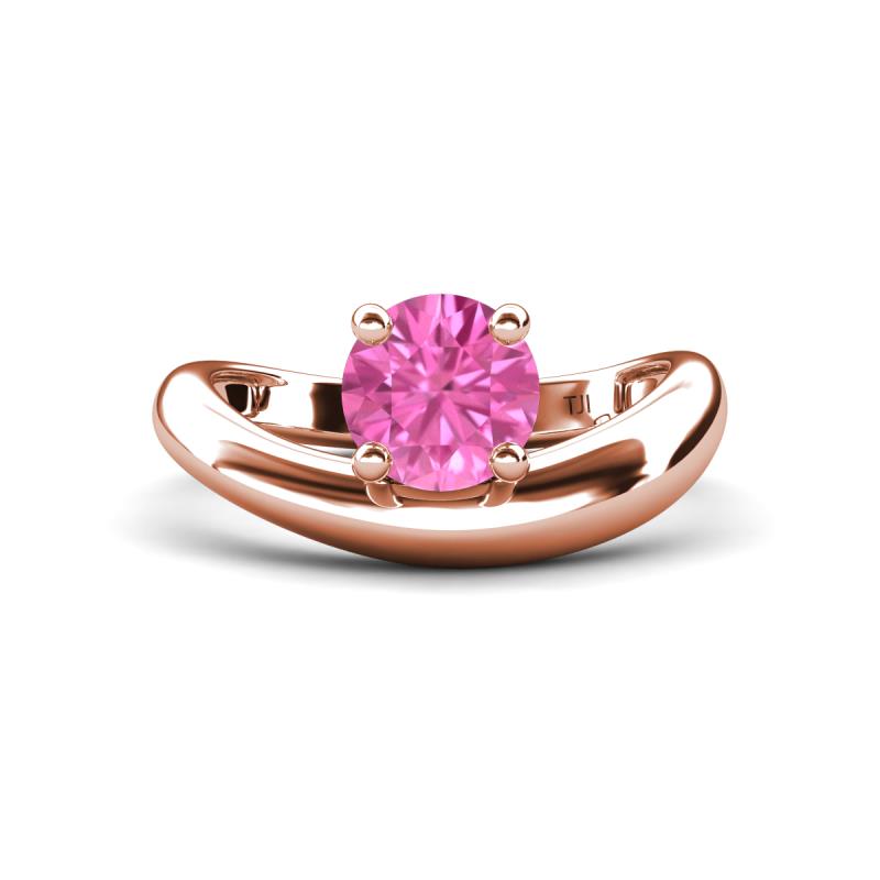 Anahi 1.20 ct Created Pink Sapphire Women Curve Solitaire Ring 