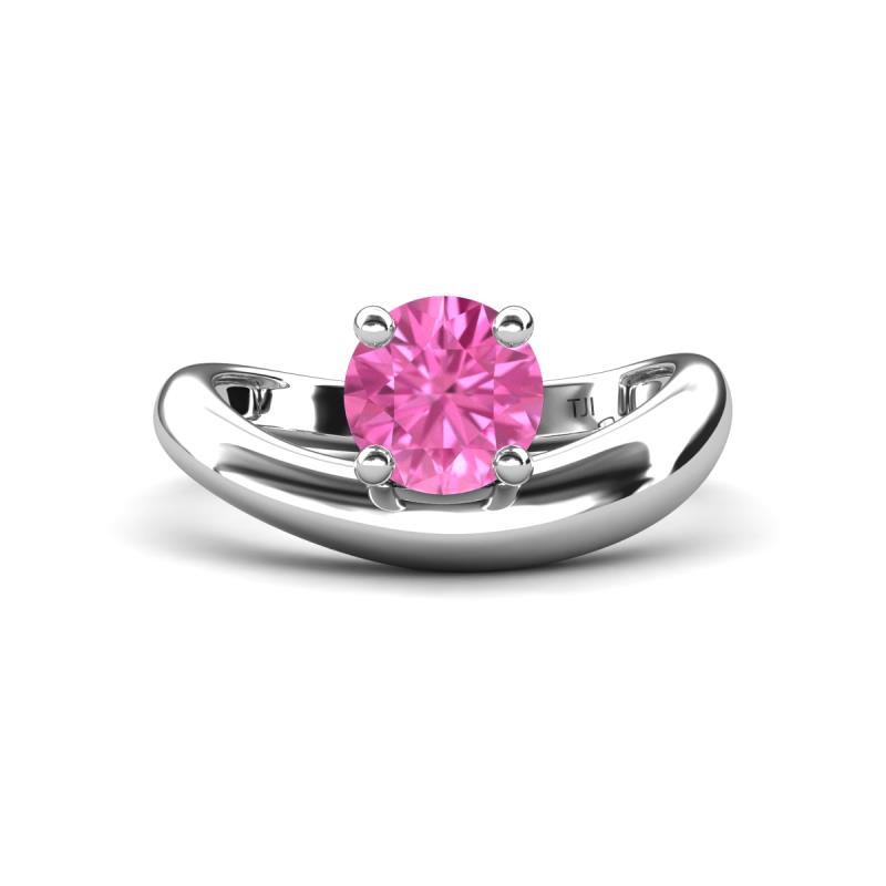 Anahi 1.20 ct Created Pink Sapphire Women Curve Solitaire Ring 