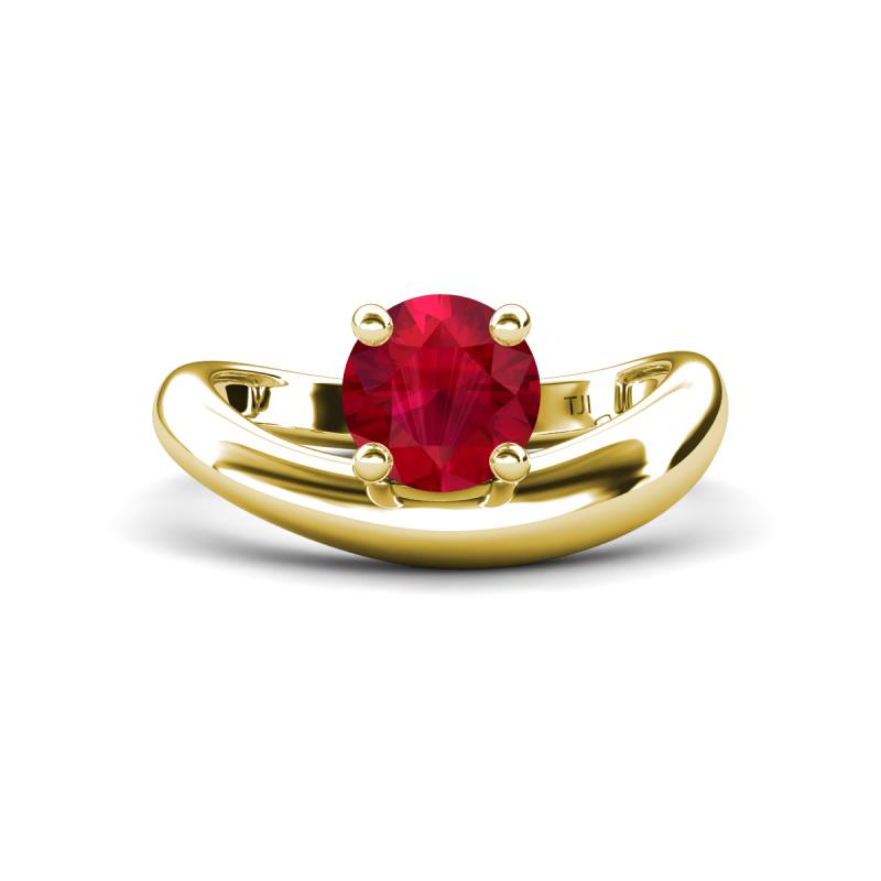 Anahi 0.95 ct Created Ruby Women Curve Solitaire Ring 