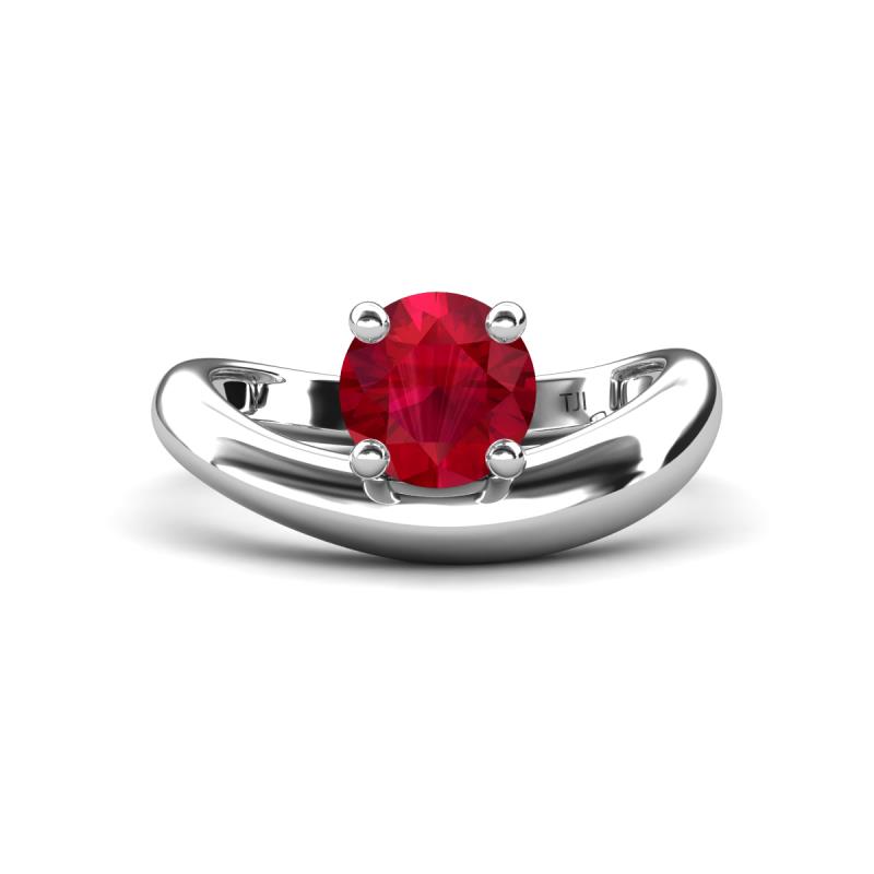 Anahi 0.95 ct Created Ruby Women Curve Solitaire Ring 