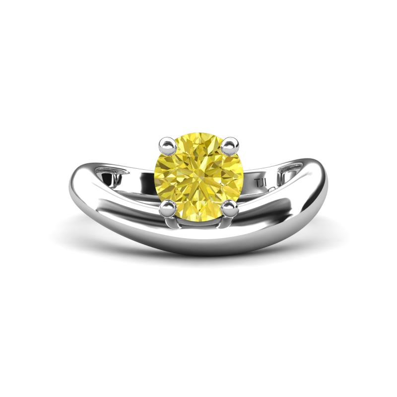 Anahi 0.80 ct Yellow Diamond Women Curve Solitaire Ring 