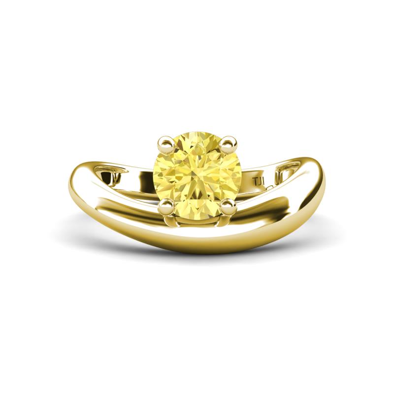 Anahi 1.20 ct Created Yellow Sapphire Women Curve Solitaire Ring 