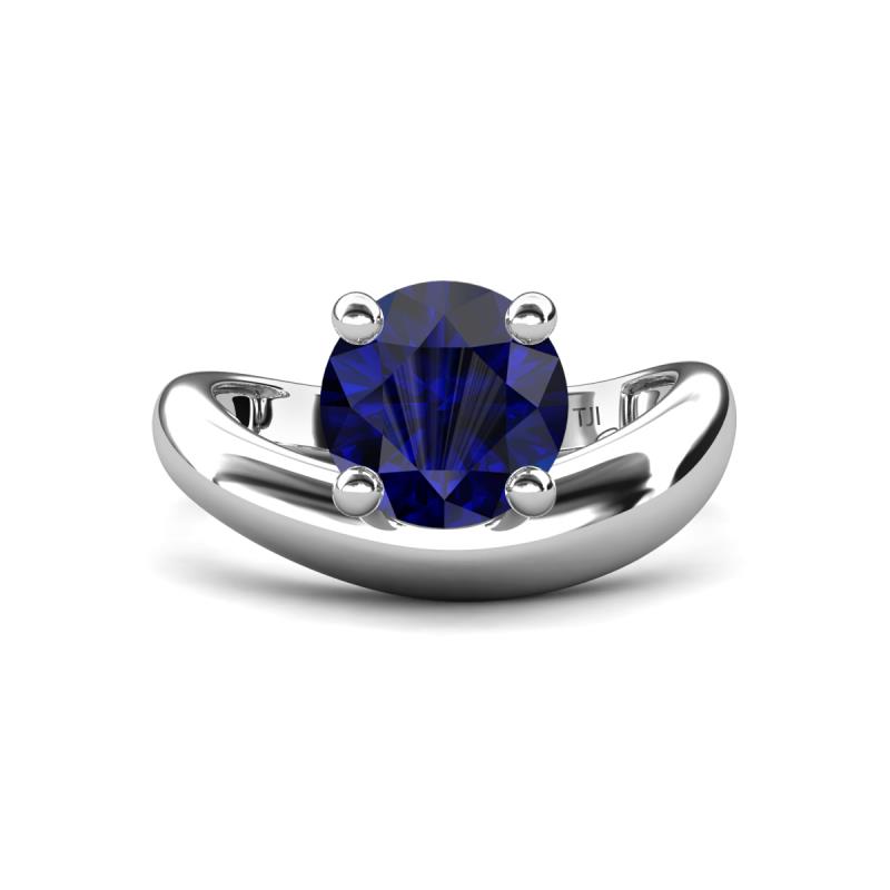 Anahi 2.50 ct Created Blue Sapphire Women Curve Solitaire Ring 