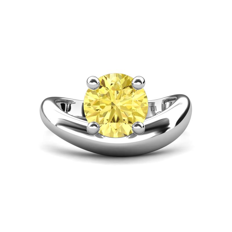 Anahi 2.50 ct Created Yellow Sapphire Women Curve Solitaire Ring 