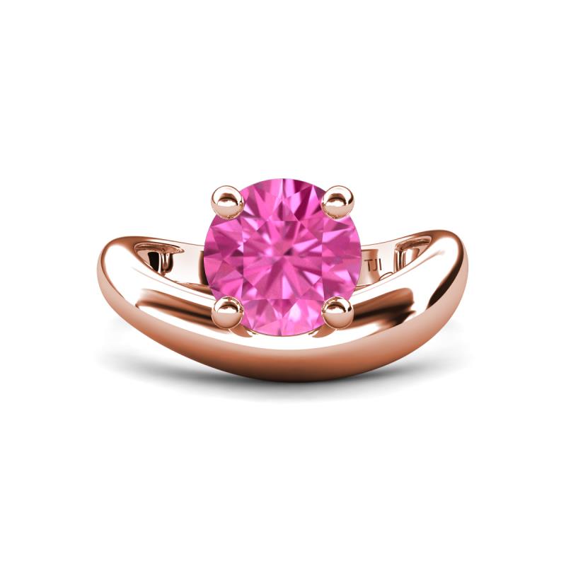 Anahi 2.50 ct Created Pink Sapphire Women Curve Solitaire Ring 