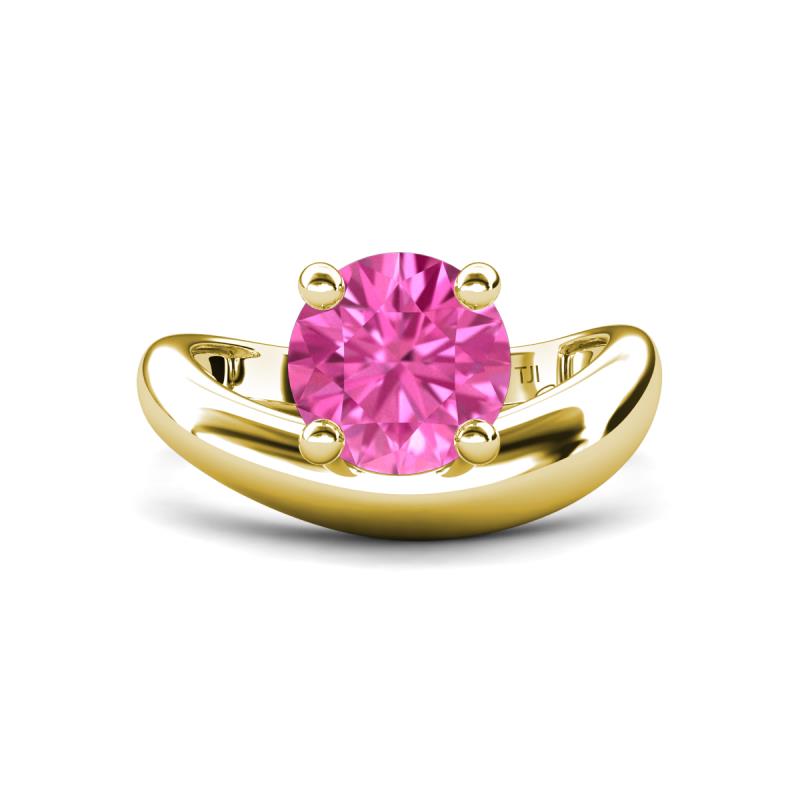 Anahi 2.50 ct Created Pink Sapphire Women Curve Solitaire Ring 