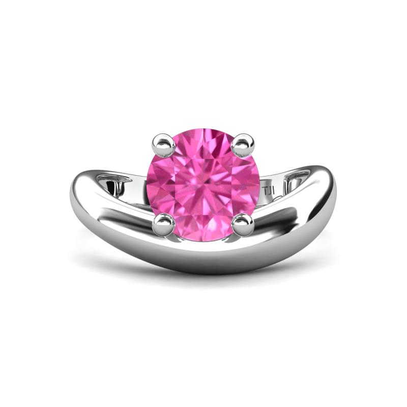 Anahi 2.50 ct Created Pink Sapphire Women Curve Solitaire Ring 