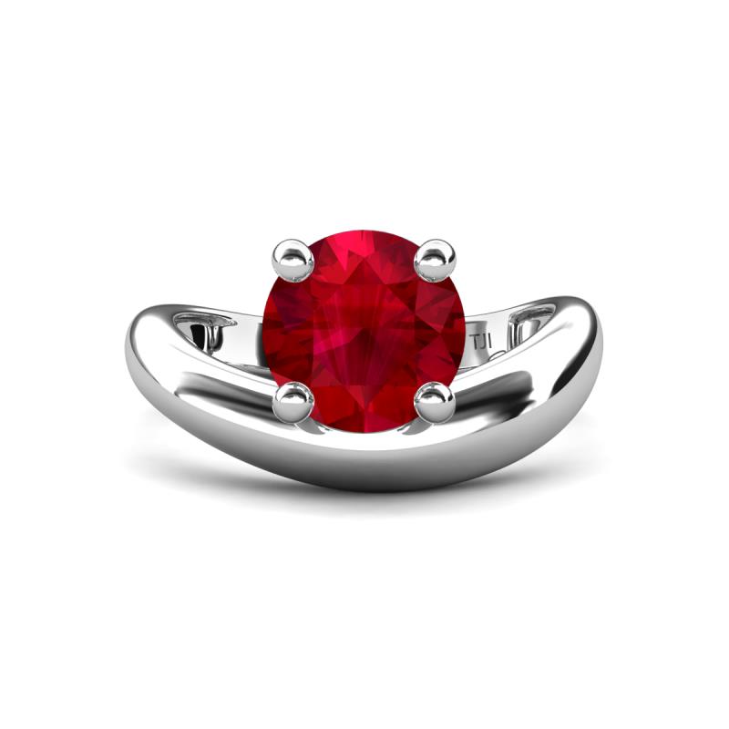 Anahi 2.75 ct Created Ruby Women Curve Solitaire Ring 