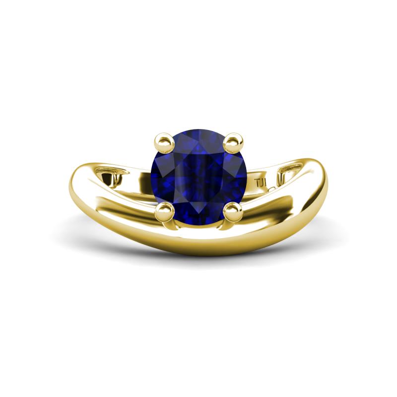 Anahi 1.85 ct Created Blue Sapphire Women Curve Solitaire Ring 