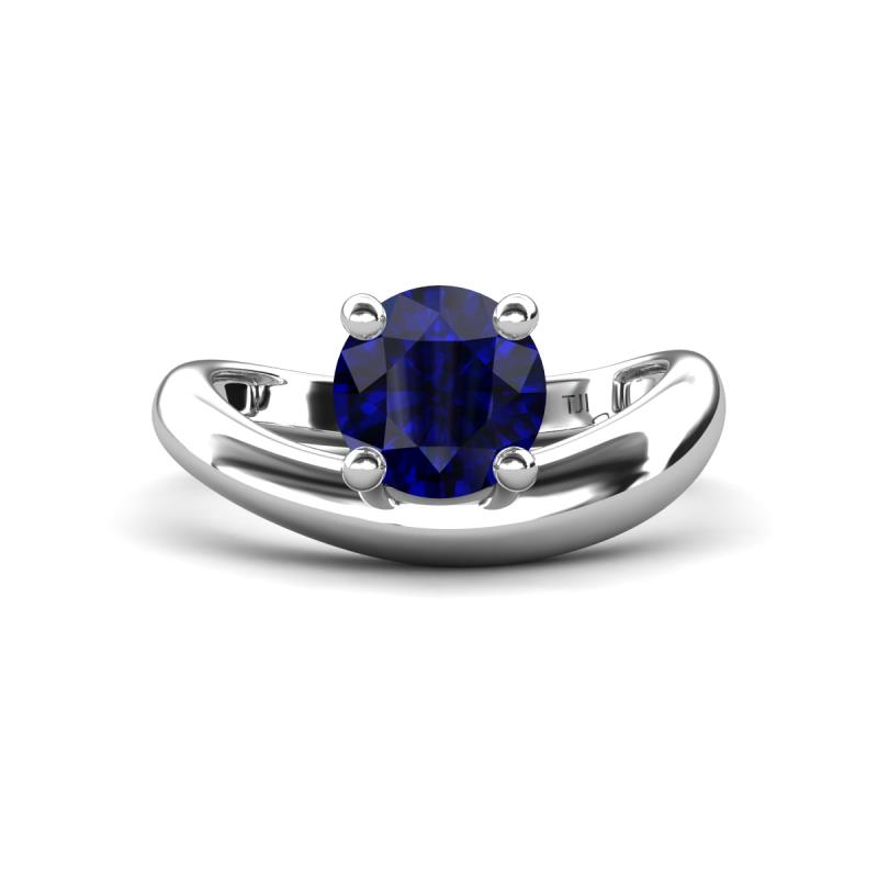 Anahi 1.85 ct Created Blue Sapphire Women Curve Solitaire Ring 