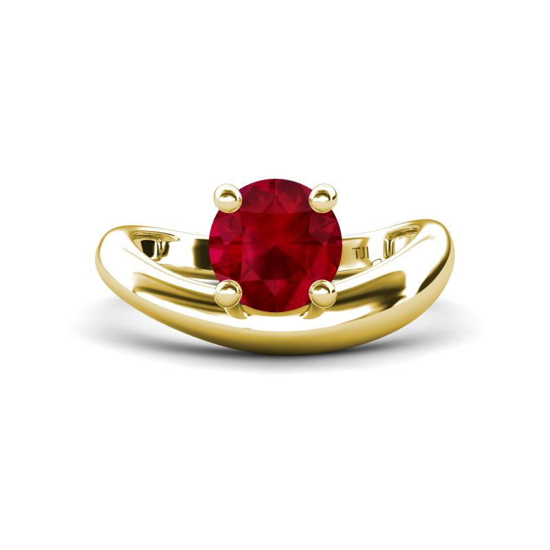 Anahi 1.50 ct Created Ruby Women Curve Solitaire Ring 