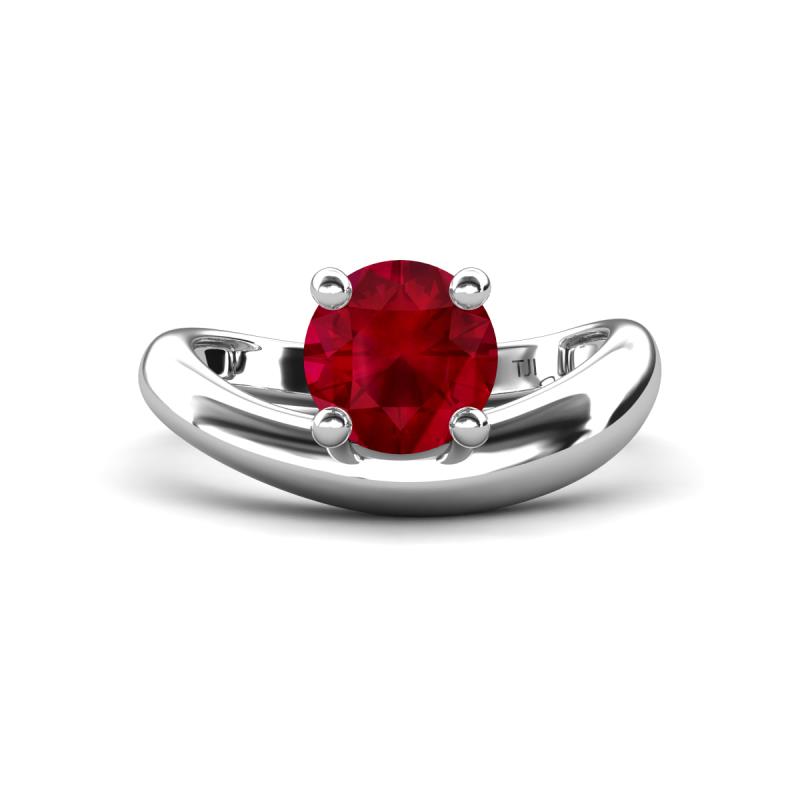 Anahi 1.50 ct Created Ruby Women Curve Solitaire Ring 
