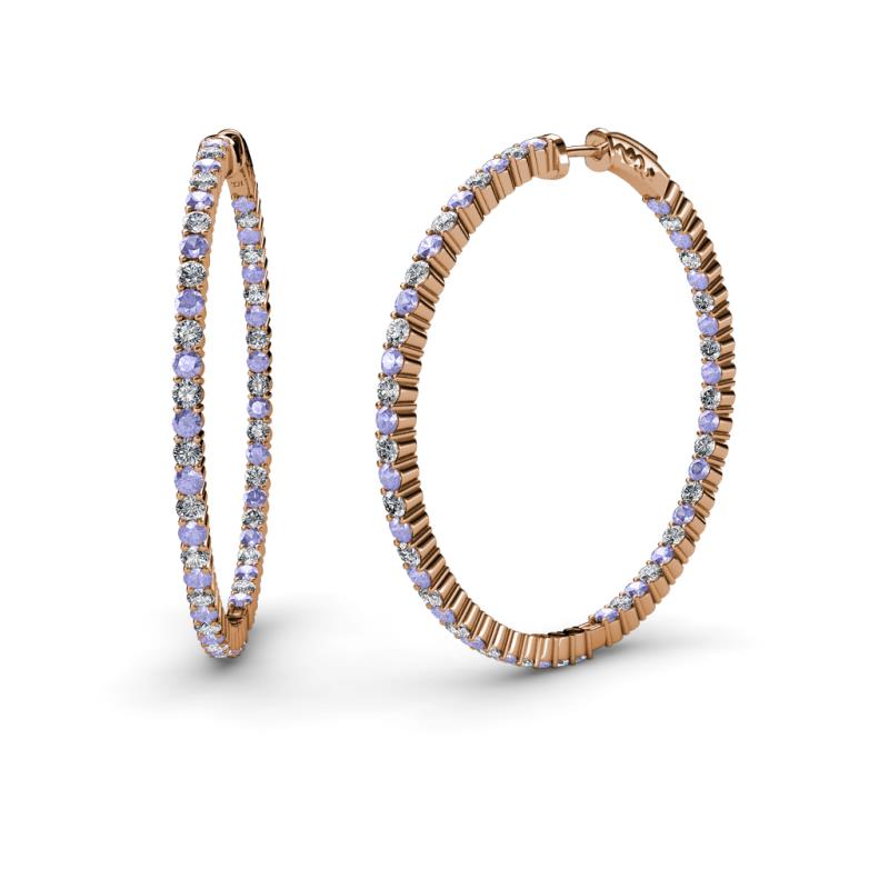 Carisa 1.80 mm Tanzanite and Diamond Hoop Earrings 