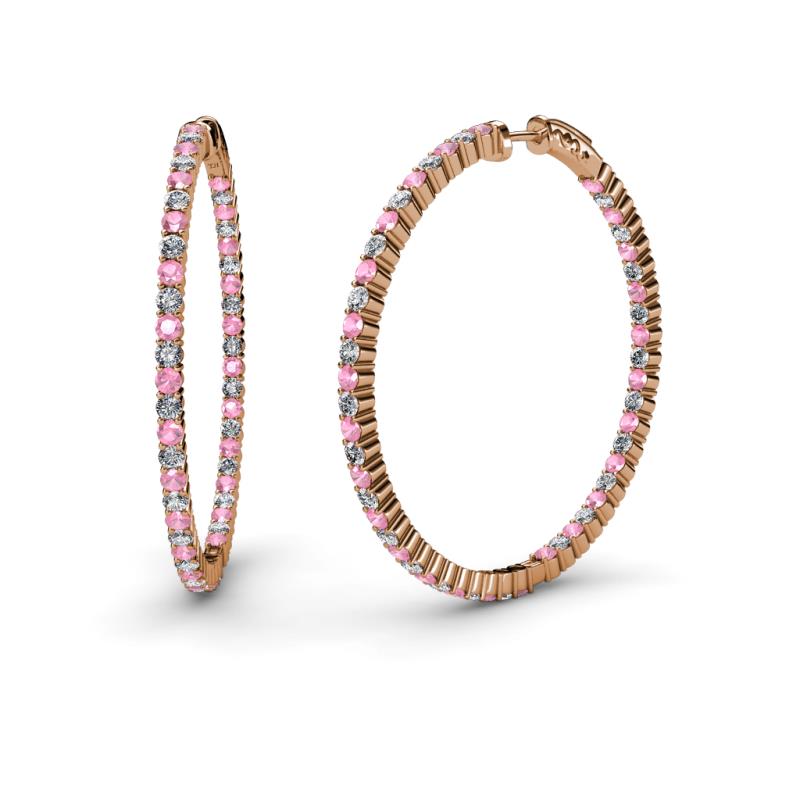 Carisa 1.80 mm Pink Tourmaline and Diamond Hoop Earrings 