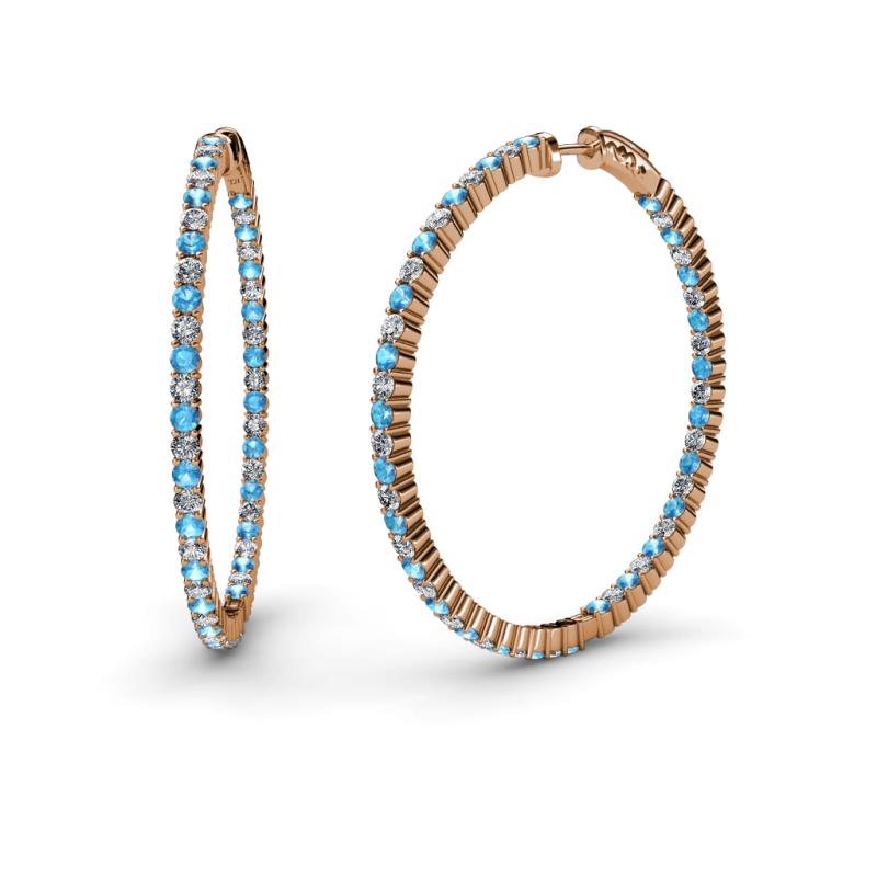 Carisa 1.80 mm Blue Topaz and Diamond Hoop Earrings 