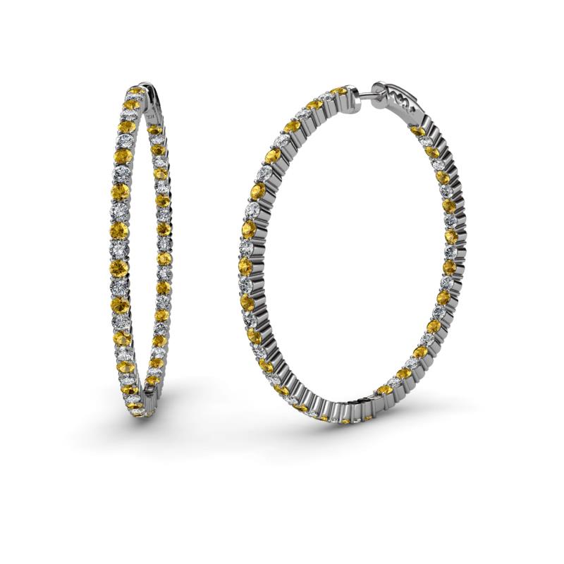 Carisa 1.80 mm Citrine and Diamond Hoop Earrings 