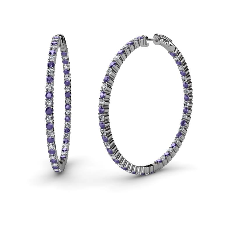 Carisa 1.80 mm Iolite and Diamond Hoop Earrings 