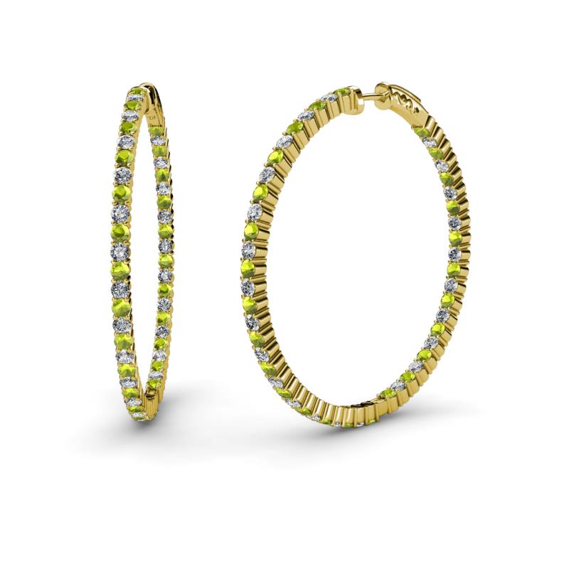 Carisa 1.80 mm Peridot and Diamond Hoop Earrings 