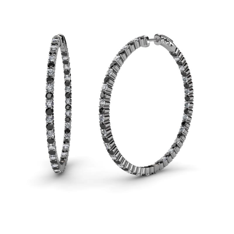 Carisa 1.80 mm Black and White Diamond Hoop Earrings 